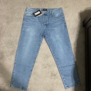 BoohooMan Size 34W Tapered Blue Jeans